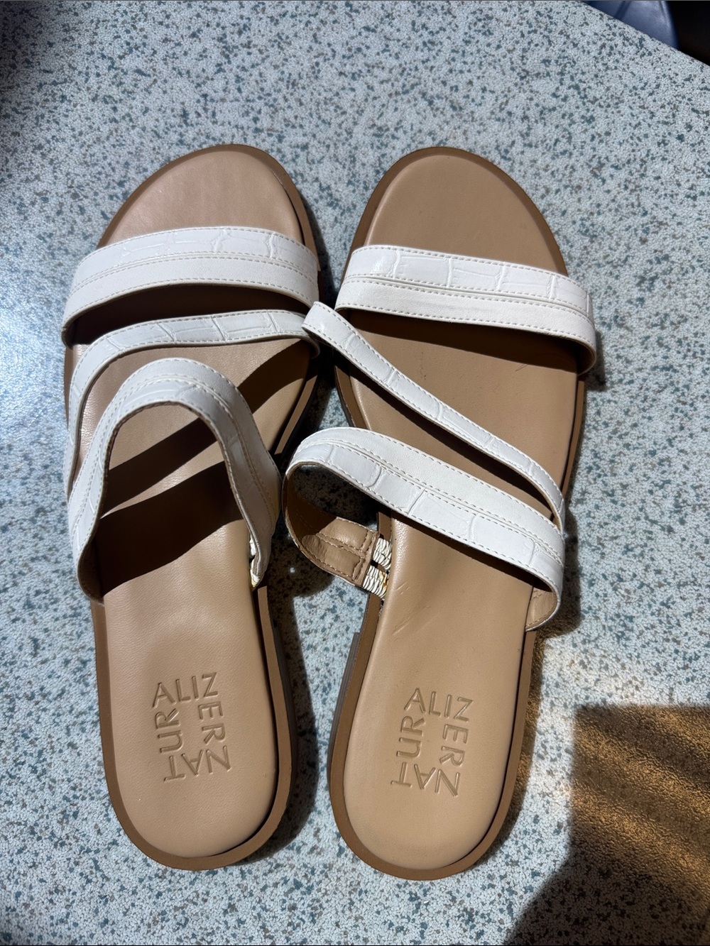 Naturalizer White Multi-Strap Slide Sandals